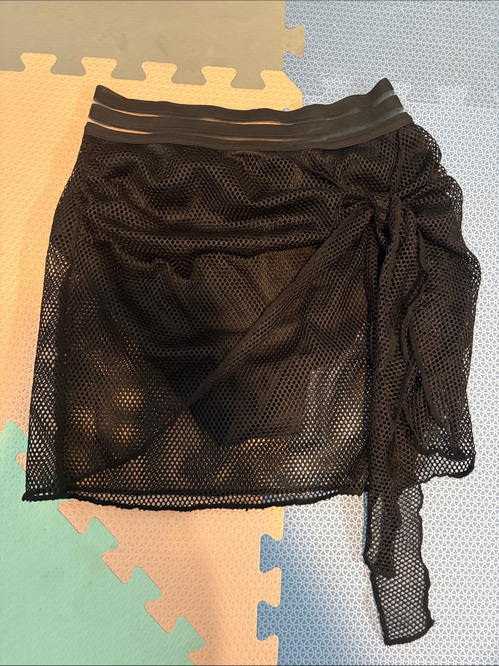Black Mesh Side-Tie Skirt